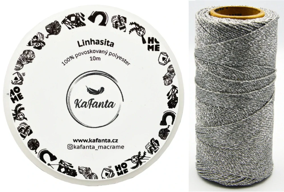 Voskovaná šnúra Linhasita 1 mm - farba PRATA - 10m