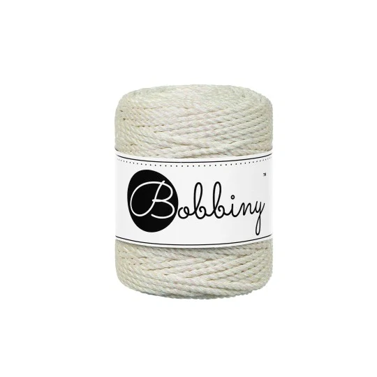 Macrame Bobbiny 3PLY regular metallic Moonstone