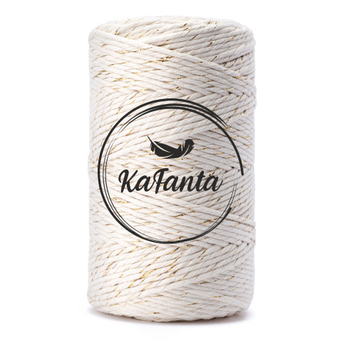Macrame priadza KaFanta PREMIUM 3mm/100m - natural gold