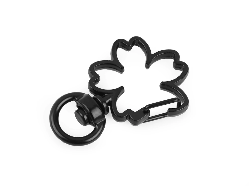 Kovová karabína štvorlístok - čierna