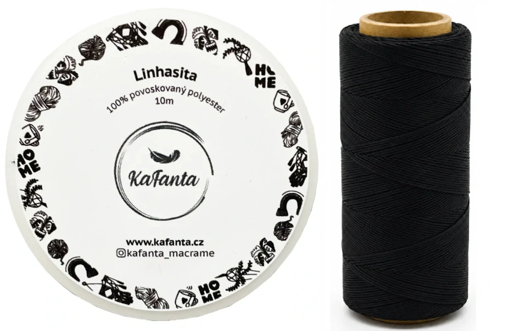 Voskovaná šnúra Linhasita 0,5 mm - farba PRETO - 10m