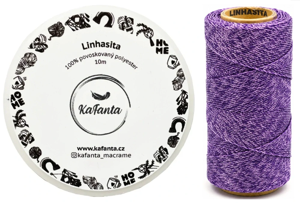 Voskovaná šnúra Linhasita 1 mm - farba PURPURA - 10m