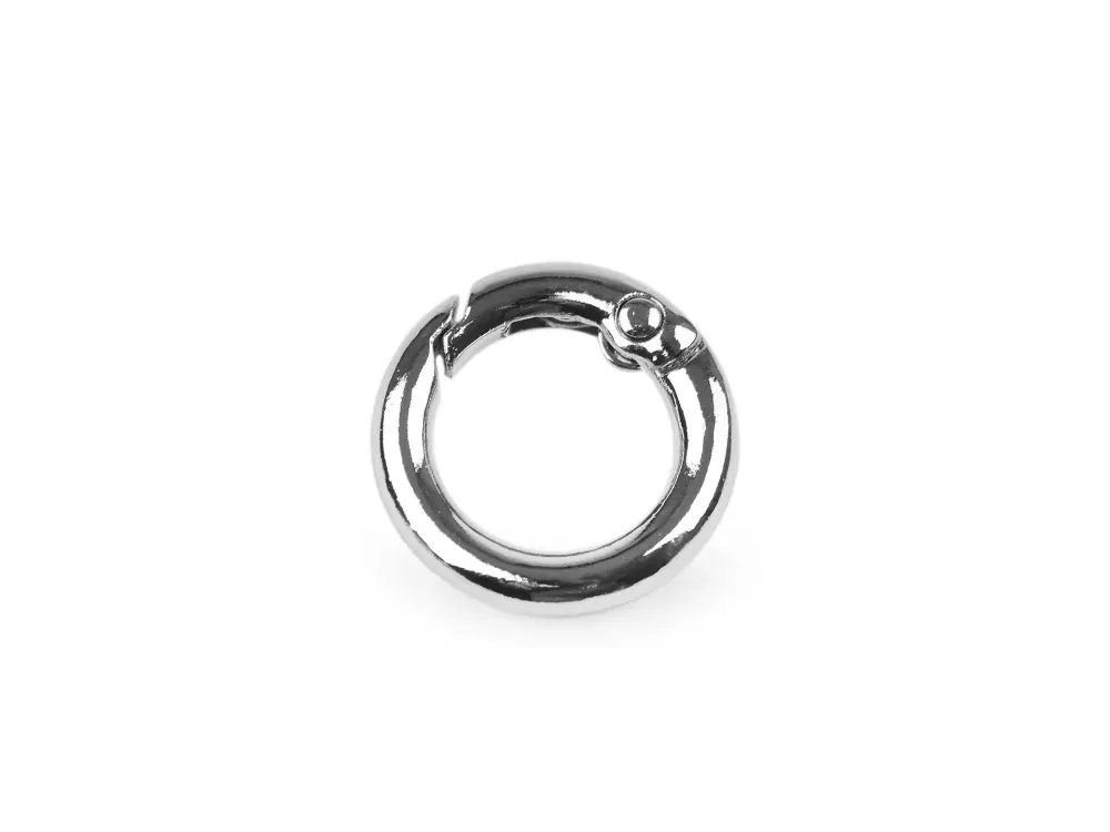 Kovová karabína guľatá - 13 mm - nikl