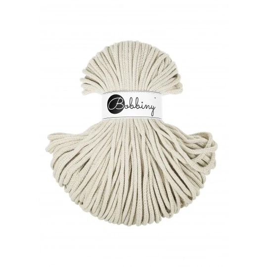 Bobbiny Premium 5 mm Cashmere Beige – bavlnená šnúra 100 m na macramé a háčkovanie