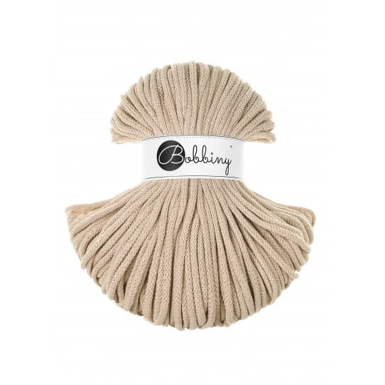 Bobbiny Premium 5 mm Warm Beige – bavlnená šnúra 100 m na macramé a háčkovanie
