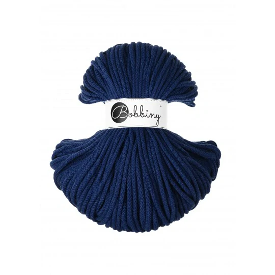 Bobbiny Premium 5 mm Ink Blue – bavlnená šnúra 100 m na macramé a háčkovanie
