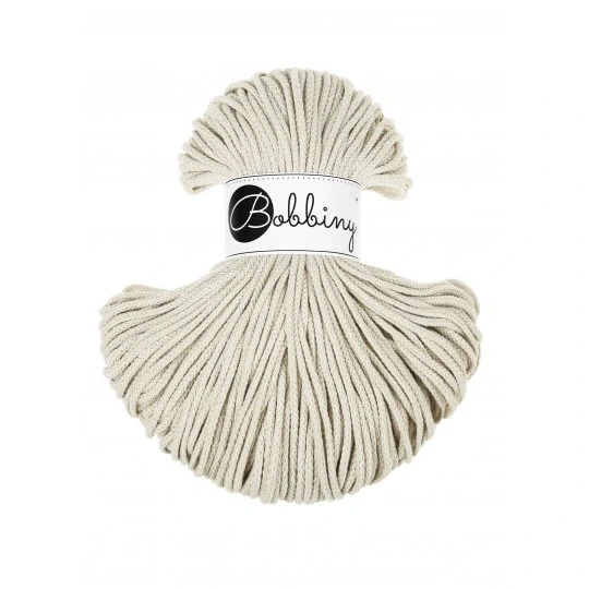 Bobbiny Junior 3 mm Cashmere Beige – bavlnená šnúra 100 m na macramé a háčkovanie