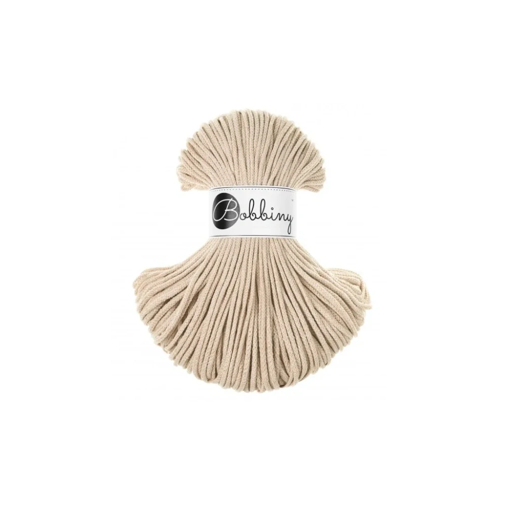 Bobbiny Junior 3 mm Warm Beige – bavlnená šnúra 100 m na macramé a háčkovanie
