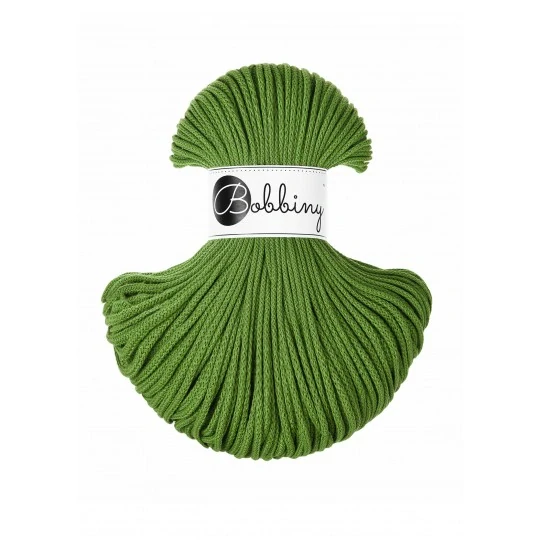 Bobbiny Junior 3 mm Moss Green – bavlnená šnúra 100 m na macramé a háčkovanie
