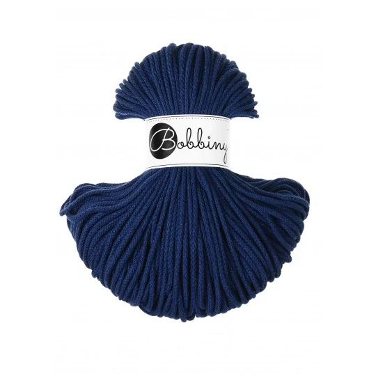Bobbiny Junior 3 mm Ink Blue – bavlnená šnúra 100 m na macramé a háčkovanie