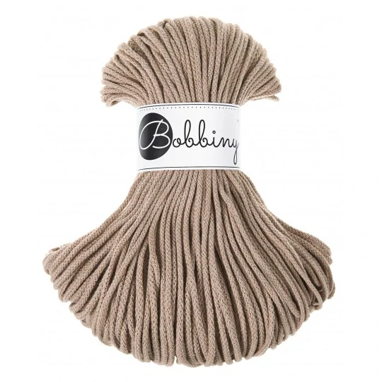 Bobbiny Junior 3 mm Sand – bavlnená šnúra 100 m na macramé a háčkovanie