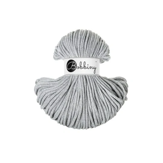 Bobbiny Classic 4 mm Light Grey – bavlnená šnúra 100 m na macramé a háčkovanie