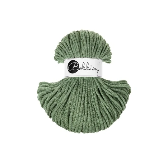 Bobbiny Classic 4 mm Eucalyptus Green – bavlnená šnúra 100 m na macramé a háčkovanie