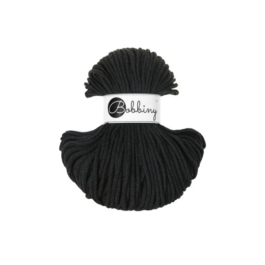 Bobbiny Classic 4 mm Black - bavlnená šnúra 100 m na macramé a háčkovanie