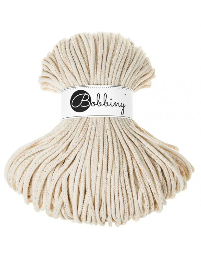 Bobbiny Premium 5 mm Golden Natural – bavlnená šnúra 100 m na macramé a háčkovanie