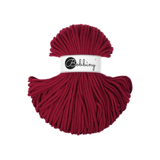 Bobbiny Premium 5 mm Red Velvet – bavlnená šnúra 100 m na macramé a háčkovanie