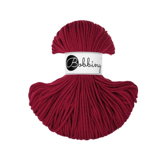 Bobbiny Junior 3 mm Red Velvet – bavlnená šnúra 100 m na macramé a háčkovanie
