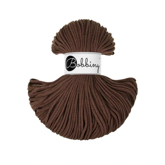 Bobbiny Junior 3 mm Chocolate Brown – bavlnená šnúra 100 m na macramé a háčkovanie