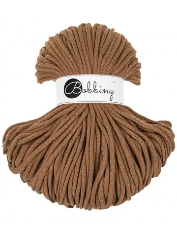Bobbiny Premium 5 mm Caramel – bavlnená šnúra 100 m na macramé a háčkovanie