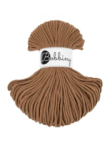 Bobbiny Junior 3 mm Caramel – bavlnená šnúra 100 m na macramé a háčkovanie