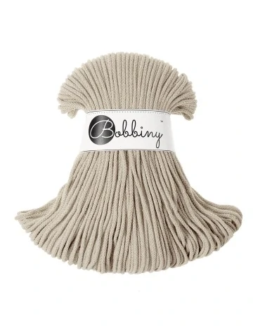 Bobbiny Junior 3 mm Beige – bavlnená šnúra 100 m na macramé a háčkovanie
