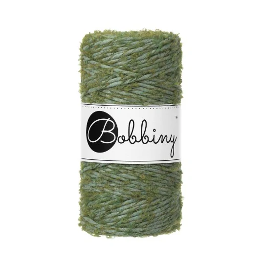 Bobbiny Bouclé 3 mm - šnúra s alpakou 100 m Eucalyptus Green