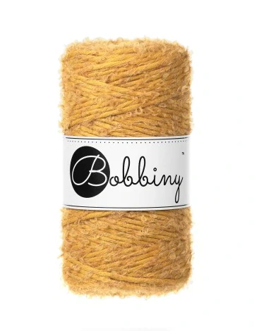 Bobbiny Bouclé 3 mm - šnúra s alpakou 100 m Mustard
