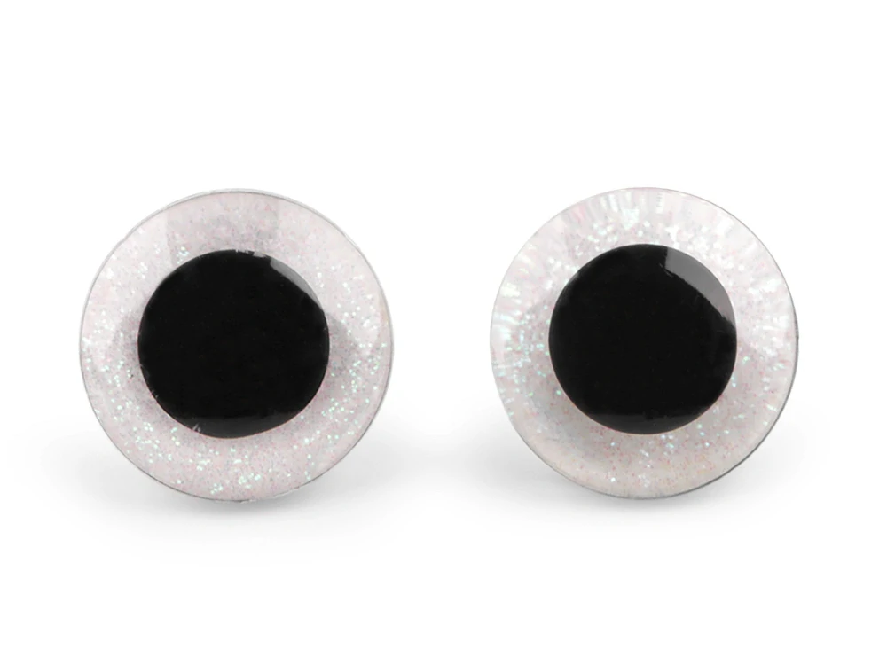 Oči na macramé sovu trblietavé s poistkou 20 mm – biele