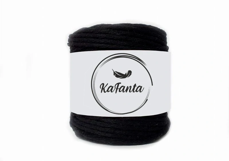 Macrame priadza KaFanta 5mm/100m - čierna