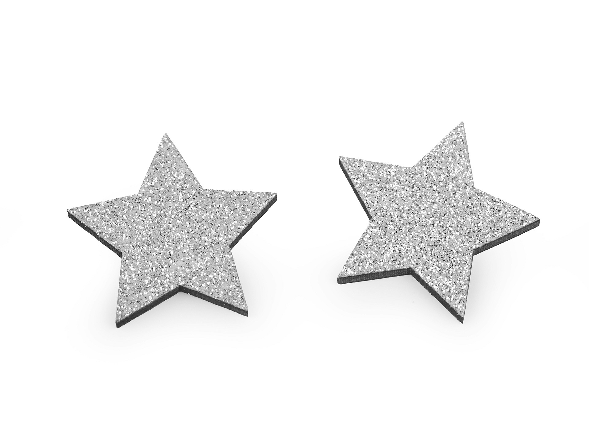 Drevená hviezda s glitrami - strieborná