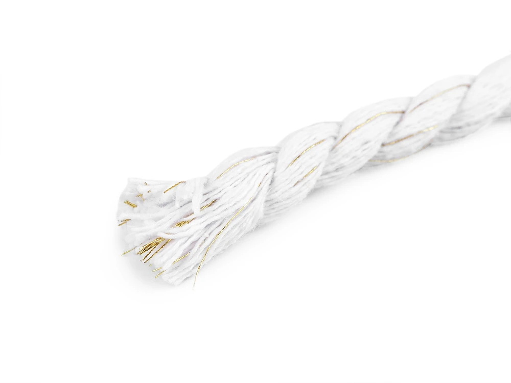 Bavlnená šnúra na výrobu macrame dúhy Ø8 mm - biela/zlatá