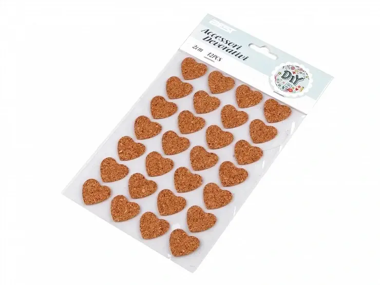 Korkové samolepky srdce 