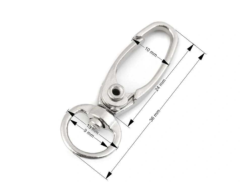 Kovová karabína prievlak 9 mm - čierny nikel