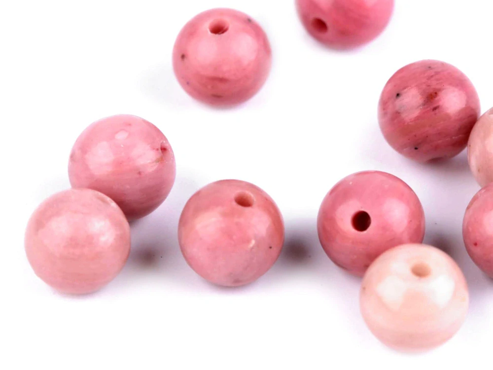 Minerálne korálky Rodonit Ø6 mm - 10 ks