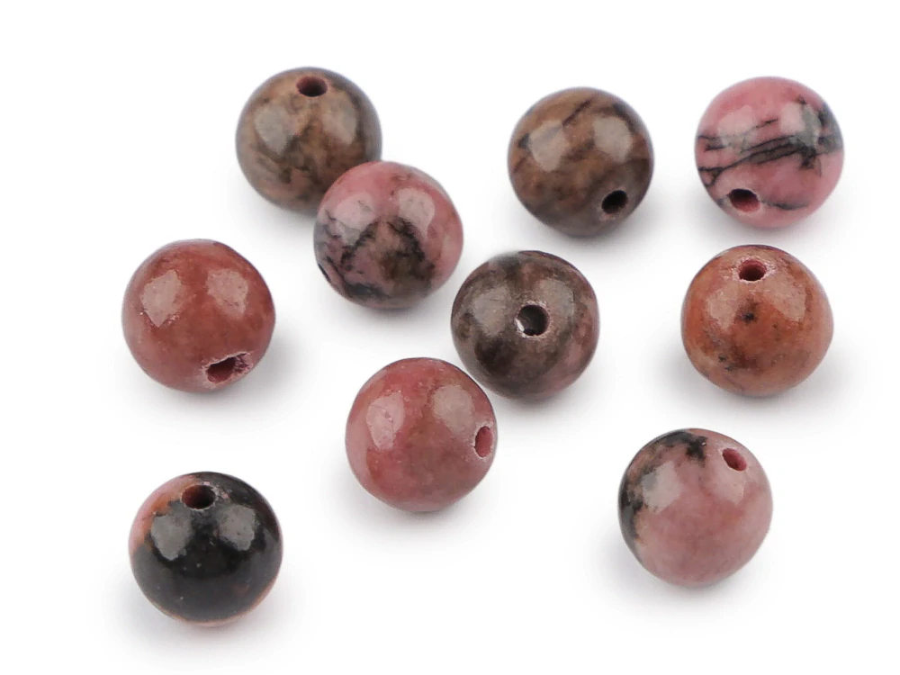 Minerálne korálky Rodonit tmavý Ø6 mm - 10 ks