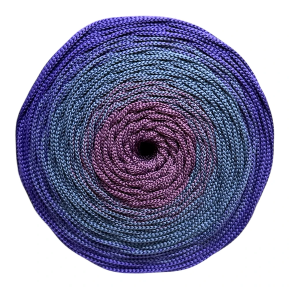 Polyesterová priadza plochá 5mm/250m ombré klbko dark blue