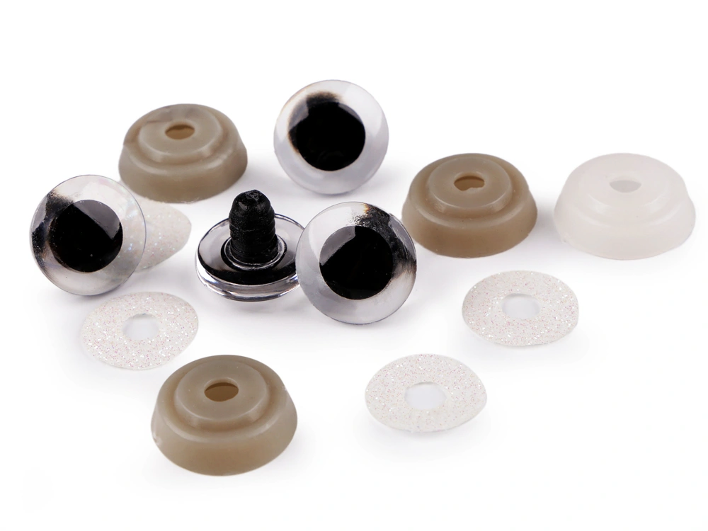 Oči na macramé sovu trblietavé s poistkou 20 mm – biele