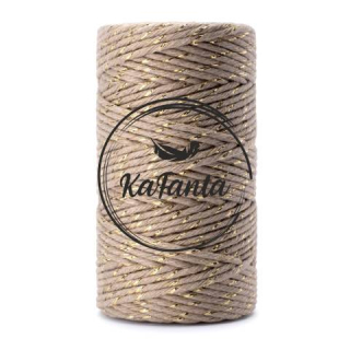 Macrame priadza KaFanta PREMIUM 2mm/50m - beige gold