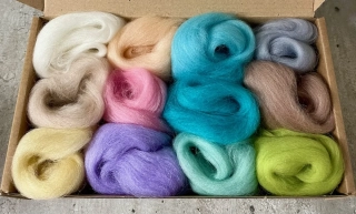 Ovčie rúno česané - sada pastelový mix 50g