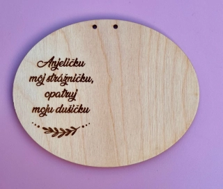 Drevený ovál pod anjelika "Modlitbička"