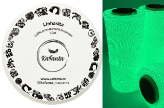 Voskovaná šnúra Linhasita 1 mm - farba LUX (svietiaca v tme) - 10m
