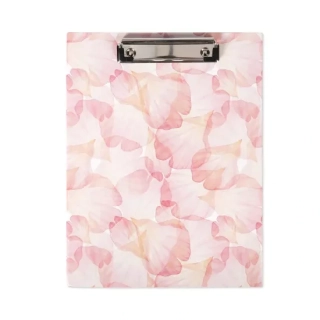 Dosky A4 s klipom s ružovými kvetmi