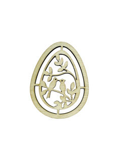 Drevený výrez vajíčko - vetvička s vtáčikmi