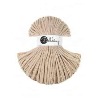 Bobbiny Premium 5 mm Warm Beige – bavlnená šnúra 100 m na macramé a háčkovanie