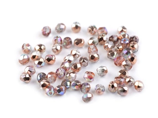 České brúsené sklenené korálky (ohňovky) 3 mm, 5 g – medené