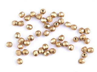 České brúsené sklenené korálky (ohňovky) 3 mm, 5 g – zlaté