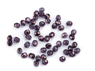 České brúsené sklenené korálky (ohňovky) 3 mm, 5 g – amarant