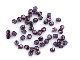 České brúsené sklenené korálky (ohňovky) 3 mm, 5 g – amarant