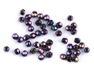 České brúsené sklenené korálky (ohňovky) 3 mm, 5 g – fialové