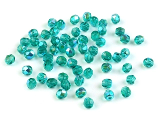 České brúsené sklenené korálky (ohňovky) 3 mm, 5 g – tyrkysové